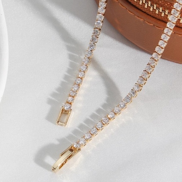 NEW 14K GOLD TENNIS DIAMOND CHAIN CHOKER NECKLACE, NICE NECKLACE, CUTE NECKLACE - Picture 5 of 7